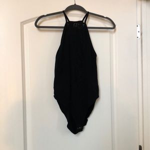 Victoria secret pink black lace body suit